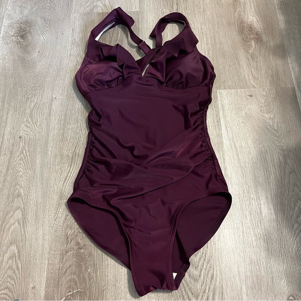 Kona Sol Dark Purple One Piece Swimsuit - Picture 2 of 6